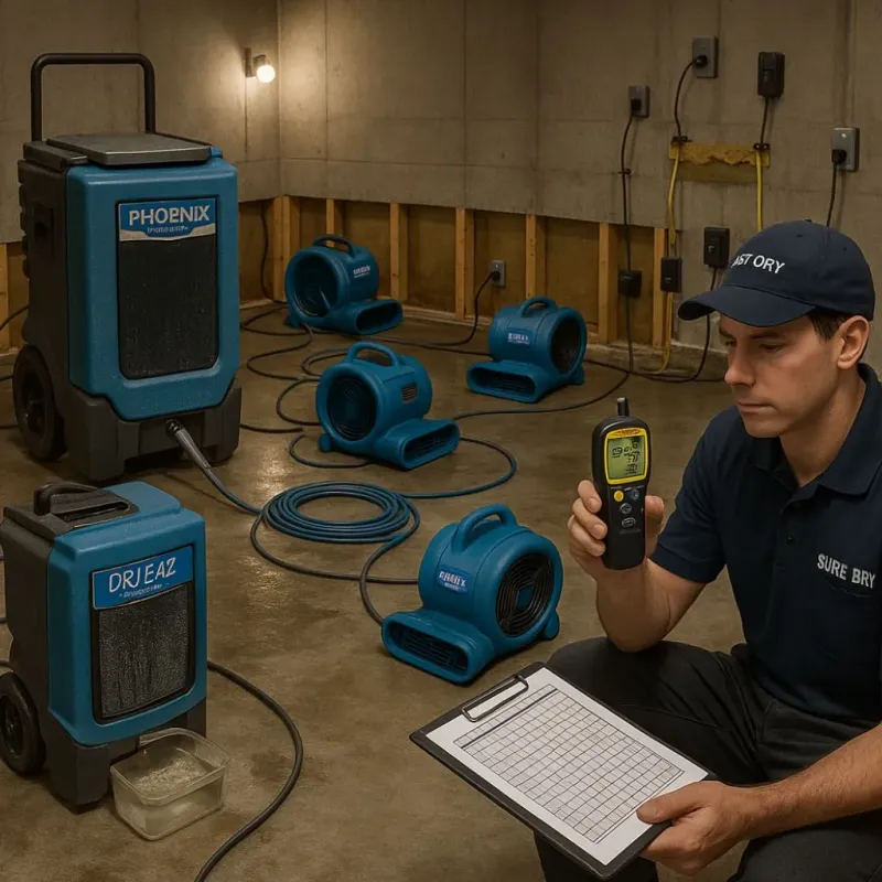 Structural Drying and Dehumidification process in Englishtown, NJ